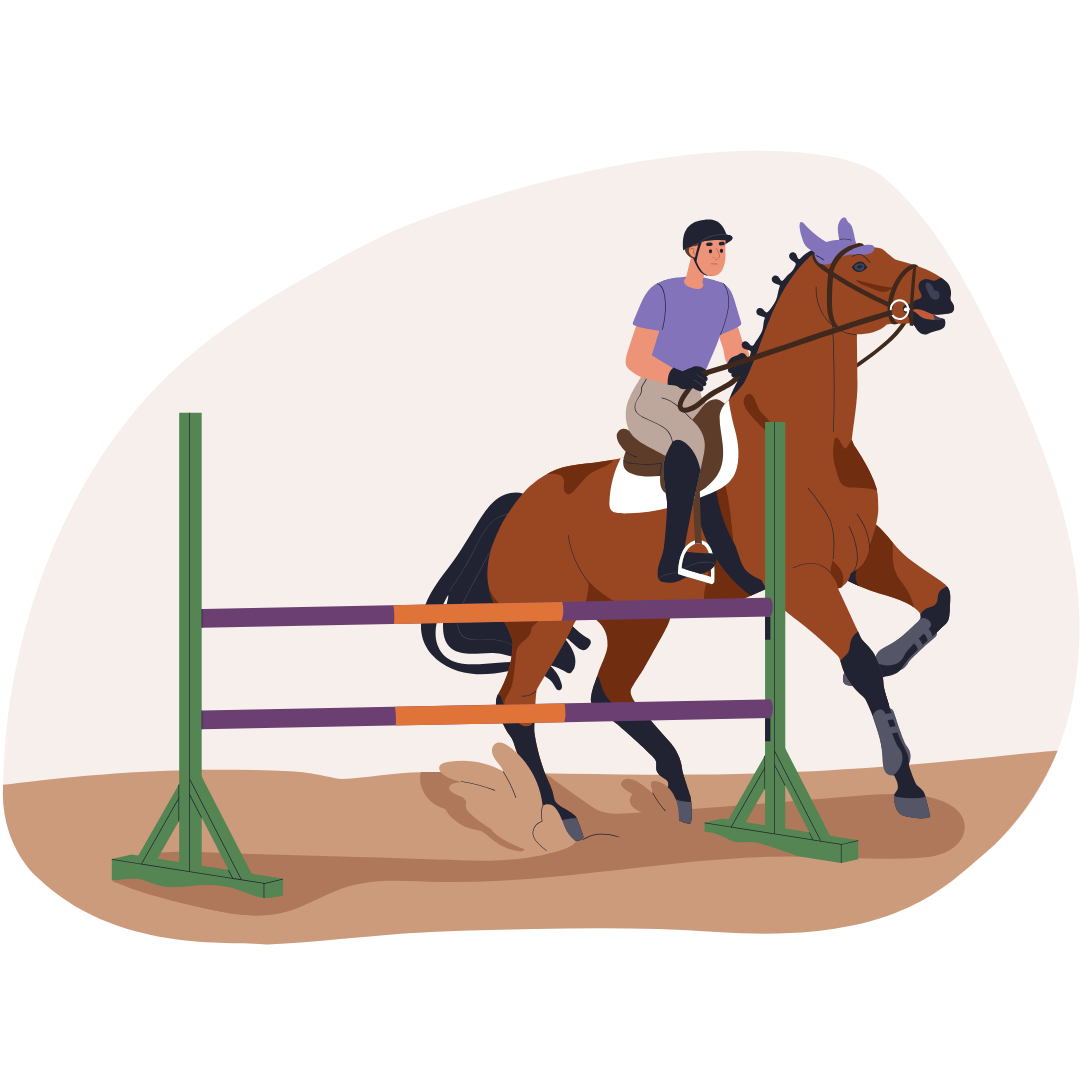 Illustration cheval saut d'obstacle
